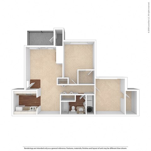 The Marina at Martha Lake Apartments 2x1 Unfurnished Floor Plan